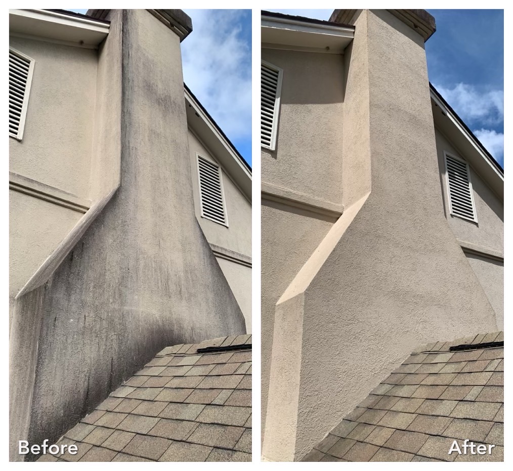 Stucco Chimney Cleaning Power Wash